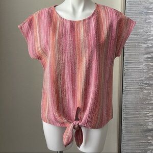 W5 Women's Textured Tie Front Top Size S